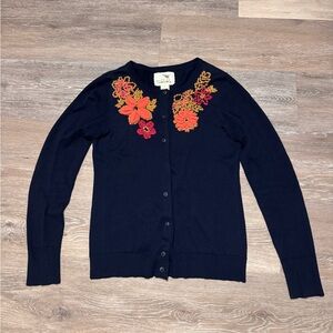TABITHA Anthropologie Firebloom Embroidered Cardigan